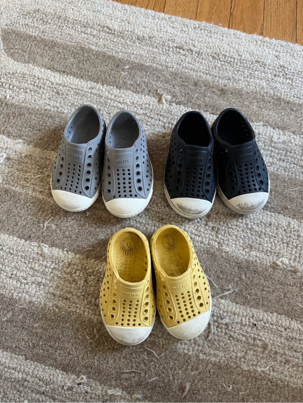 Native Shoes Kids Trio — Yellow, Gray & Black